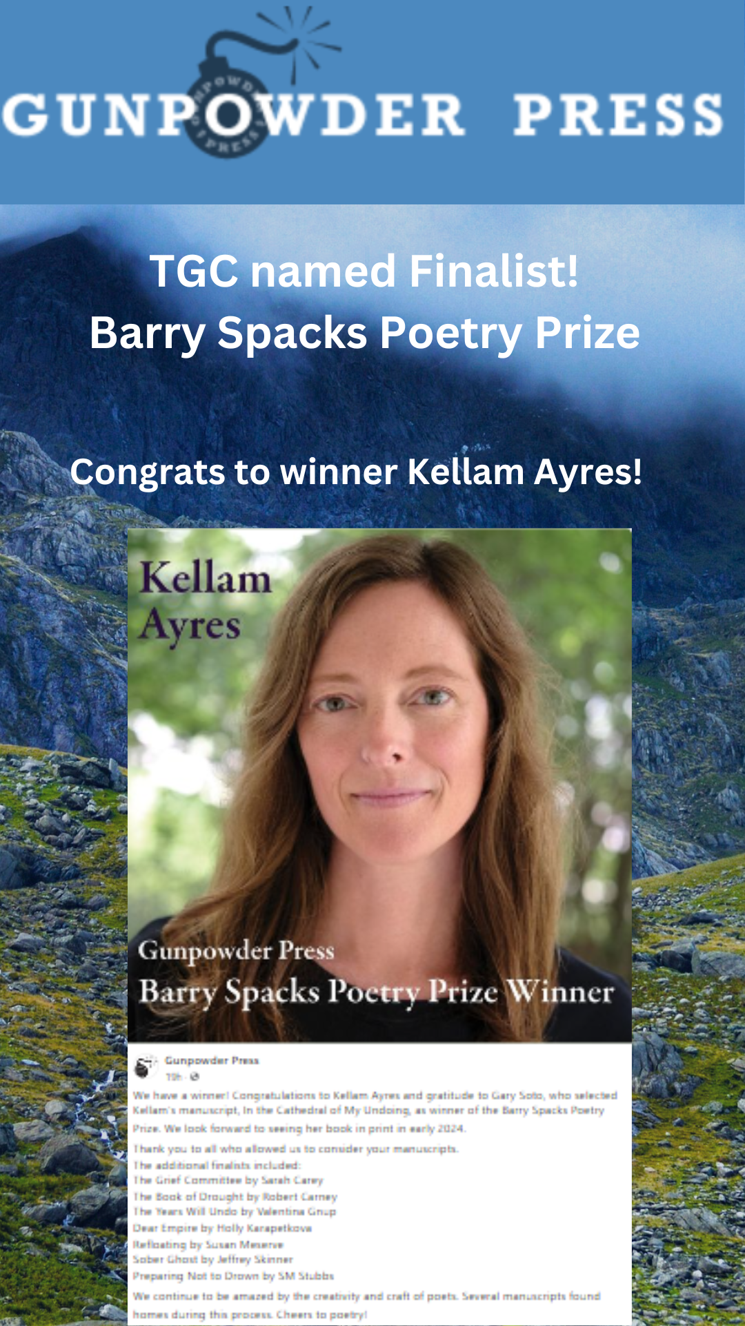 Image of Kellum Ayres, winner of the 2023 Barry Spacks Prize