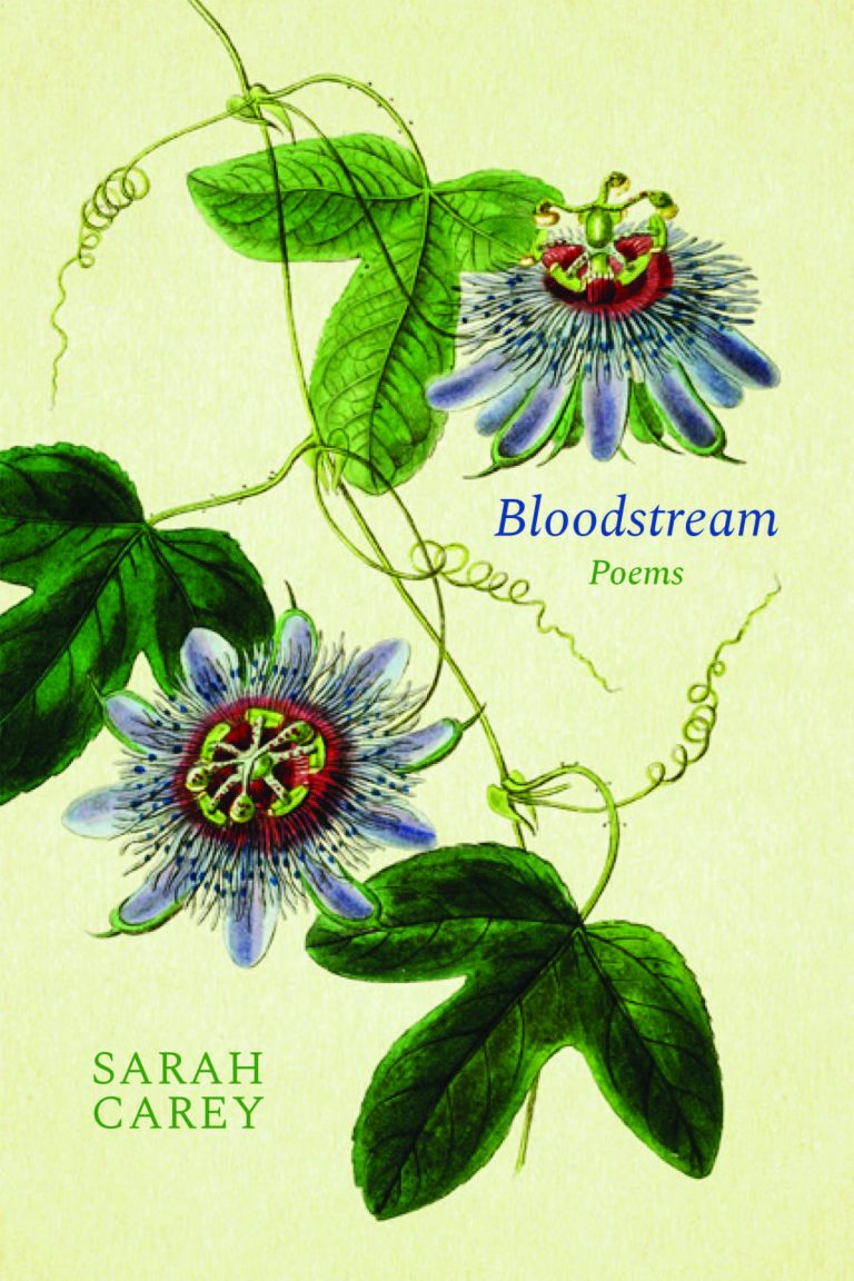 A book cover depicting a botanical image of a passion flower.