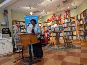 Mildred Barya, who curates the Malaprops Poet Quartet readings, welcomed the crowd.
