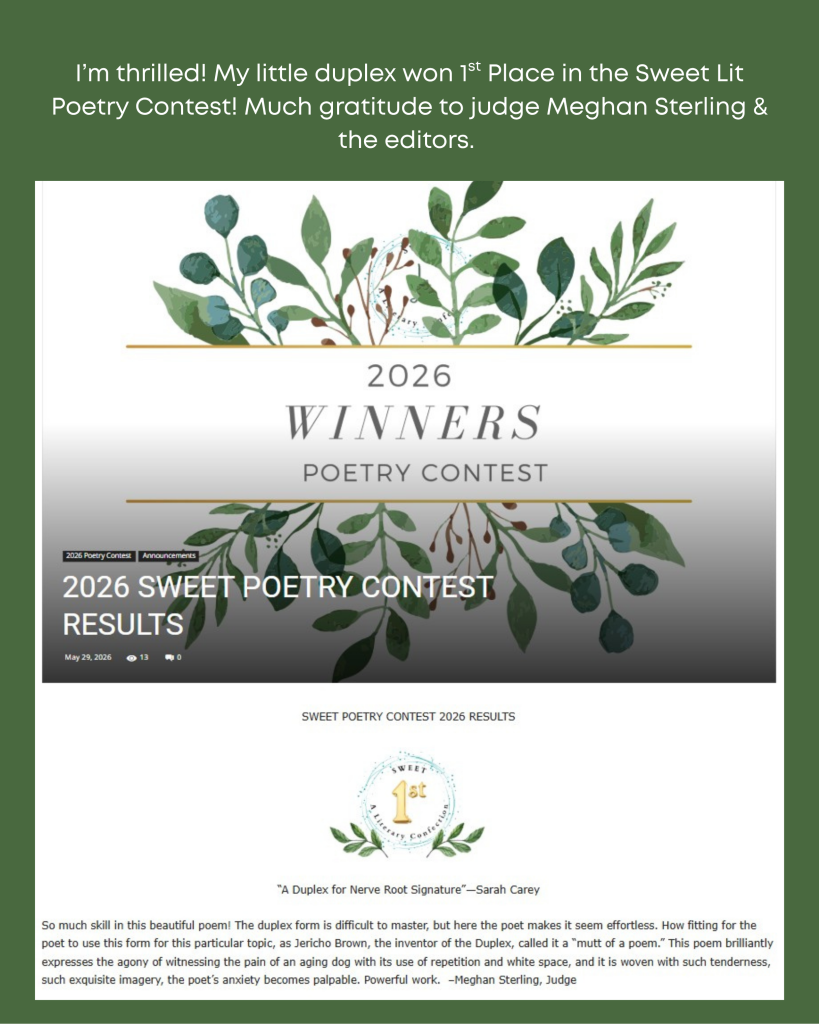 Sweet Poetry Contest announcement